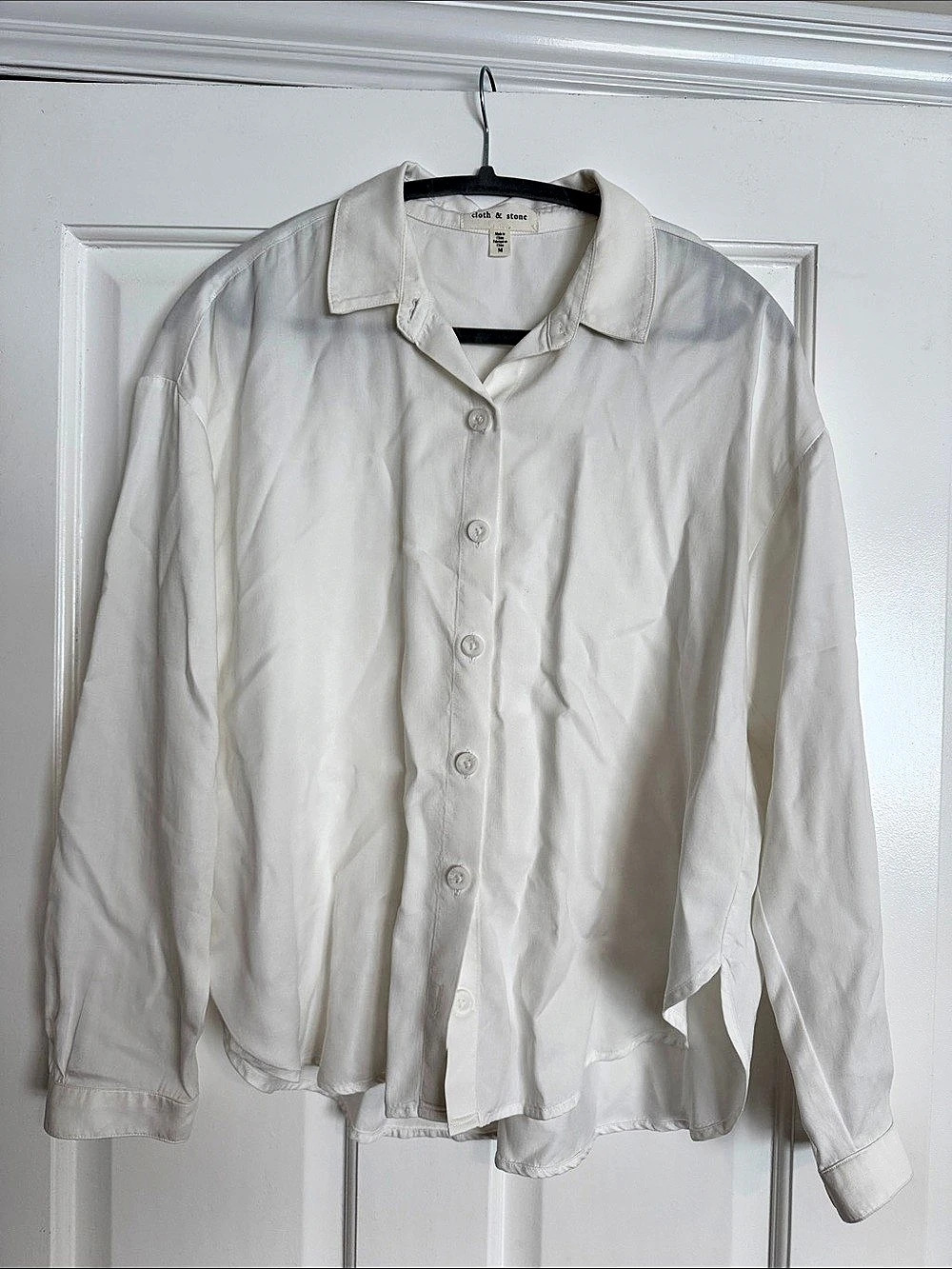 cloth & stone Tencel Button-Down Shirt White Medium